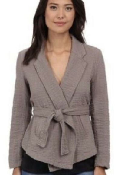 Free People jacket Textured Gauze wrap Belted Taupe Cotton small boho - Picture 5 of 11